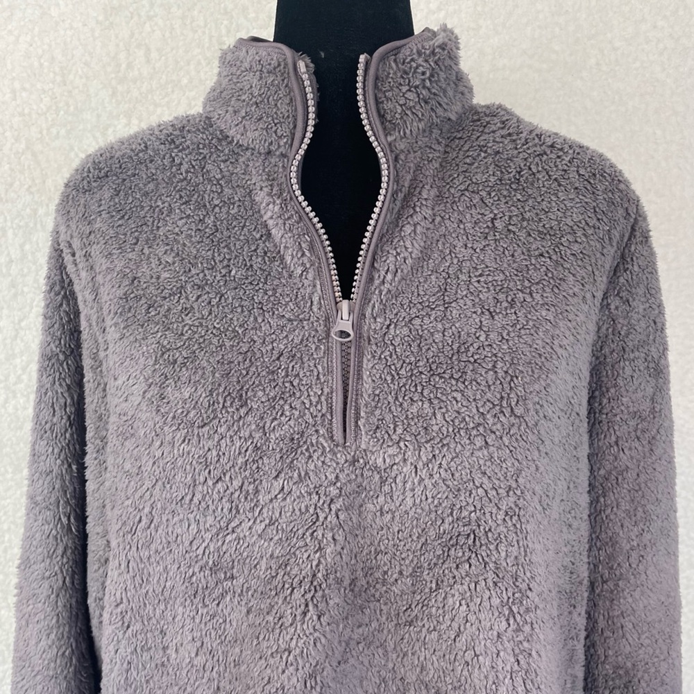 (NWT) H&M • Dusty Purple Quarter-Zip Sherpa Fleece Jacket, M - Picture 3 of 12